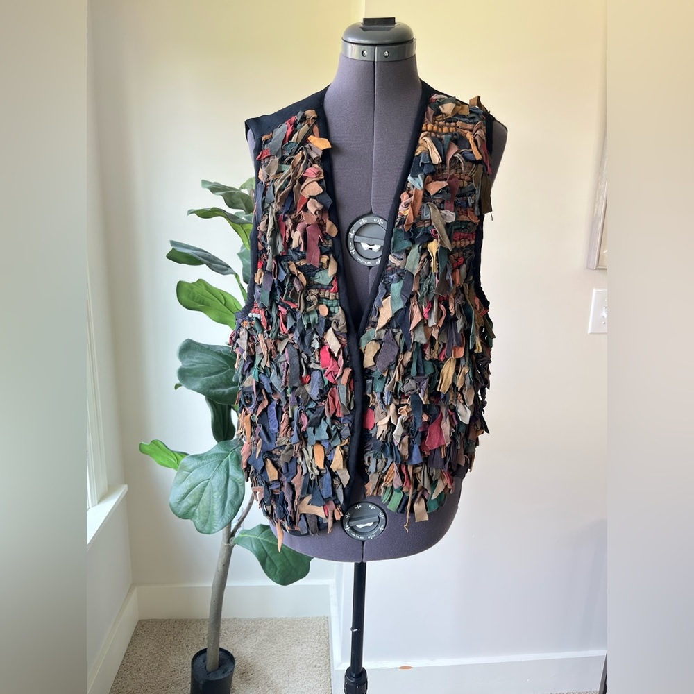 Multicolor Suede Fringe Vest